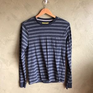 Blue and white striped long sleeve shirt